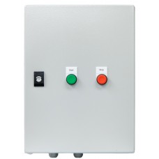 Assembled surface mounted DOL motor control panel with Soft Starter, for 400VAC 2,2kW motor.