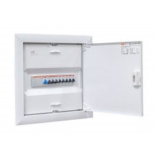 Pre-assembled 12-module hollow wall flush mounted 8 user group distribution panel