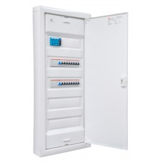 Pre-assembled 60-module surface mounted 16 user group distribution panel with surge protection