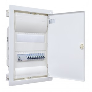 Pre-assembled 48-module hollow wall flush mounted 8 users groups distribution panel